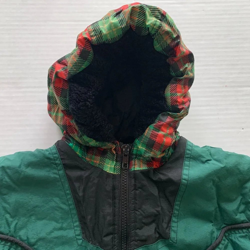 Ski + Fun Vintage Ski Jacket Puffer Insulated Retro sz 6x girls green hooded